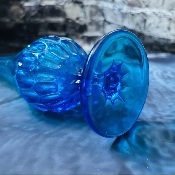 Fenton Sapphire Blue Ombré MCM Thumbprint Swung Vase - Picture 4 of 9